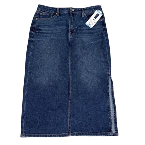 Edited Remi Bader Blue Jean Denim Skirt Size 10 Confident Side Slit New With Tag - Picture 1 of 12